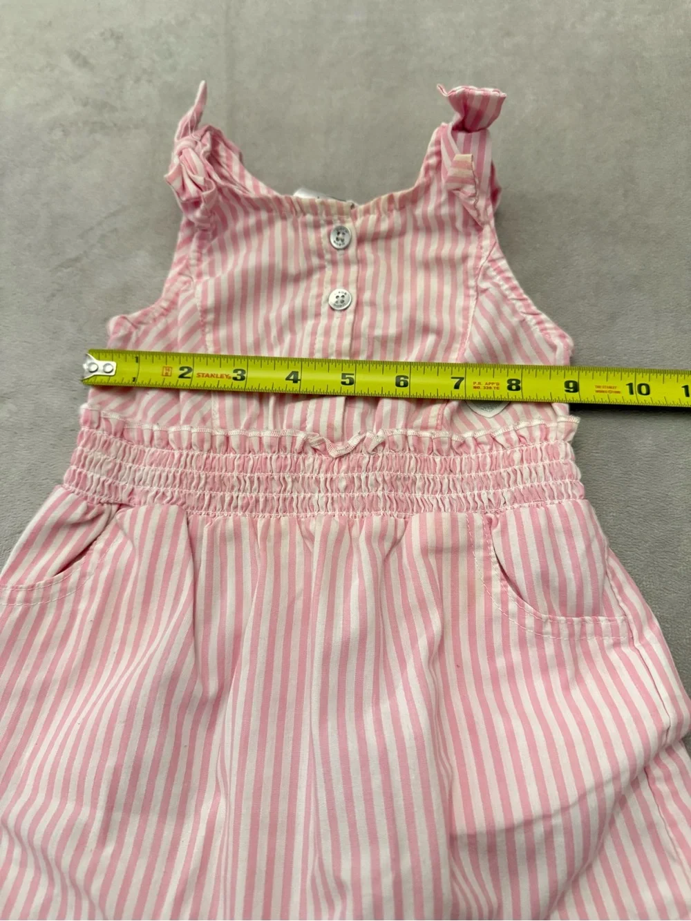 bebe baby Girls Pink White Striped Sleeveless Jumpsuit Romper 18 Months